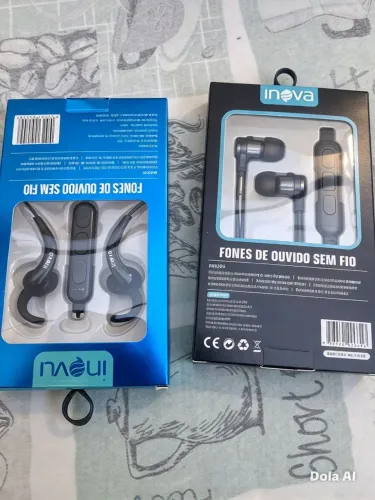 Fone de ouvido sem fio estilo pescoço, marca Inova. 