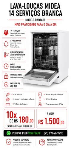 Lava louças midea 14 serviços