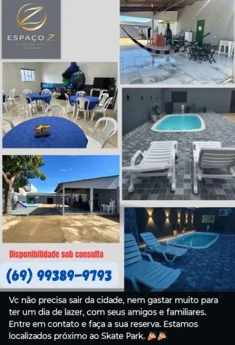 Clube com piscina e Salão Climatizado 