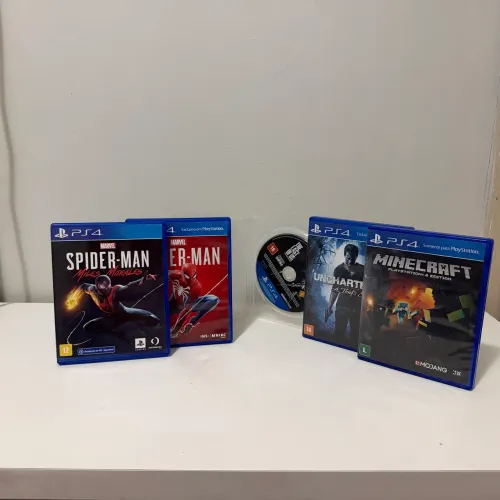     Kit 5 Jogos PS4 Originais: Spider-Man, Minecraft, The Last of Us e Mais