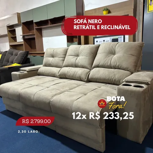 PROMOÇÃO URGENTE - Sofá de Luxo RETRÁTIL RECLINÁVEL 3 Lugares Nero