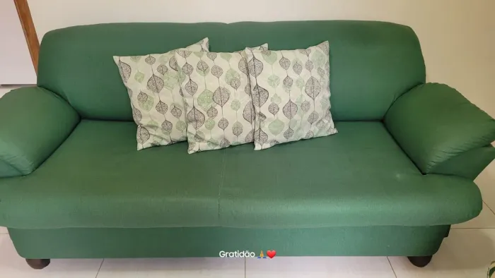 Vendo 2 sofás 1 de 3 lugares cor lisa e 1 de 2 lugares cor estampado