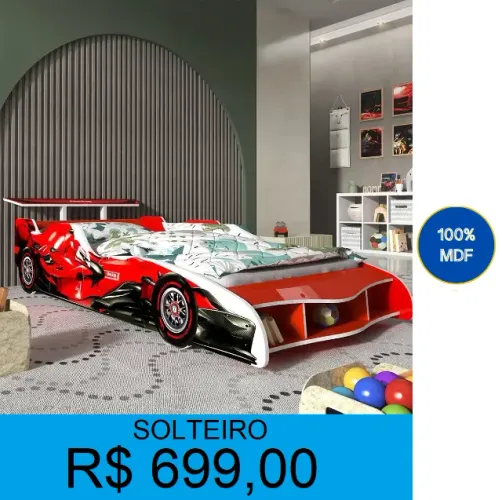 Cama solteiro vermelha carro - a pronta entrega entrega
