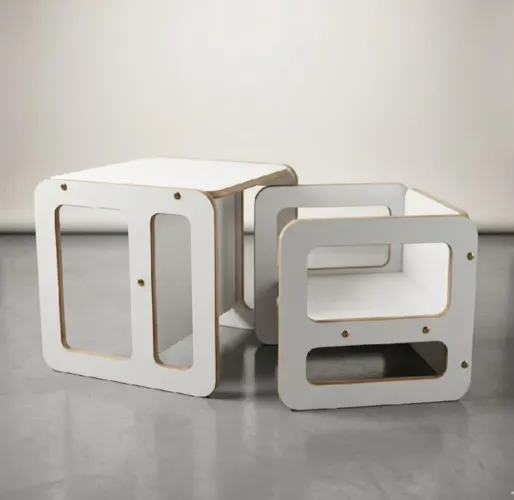 Mesa cubo montessori infantil branco - Educação, organização e autonomia em um só produto