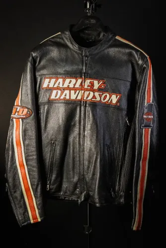Jaqueta Harley-Davidson Couro Original Masculina Racing Preta