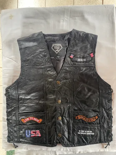 COLETE PARA MOTOS DIAMOND PLATE BUFFALO LEATHER VINDO DOS EUA