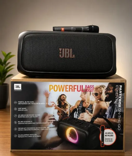 Caixa De Som Bluetooth Jbl Partybox On-the-go Essential + Microfone