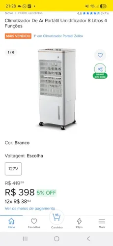 Climatizador de ar portátil 