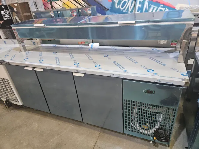 balcão refrigerado de inox 2 metros com condimenteira - novo