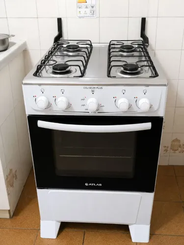 Fogão Atlas Coliseum Plus 4 Bocas Branco - Mesa Inox - Acendimento Manual