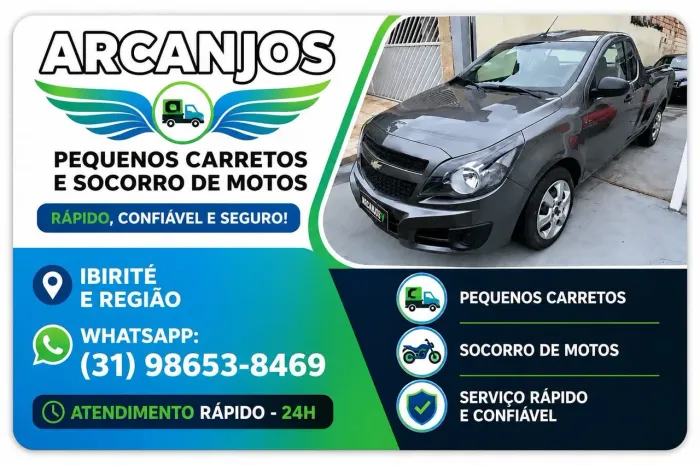 Pequenos carretos, socorro de motos 24h dentro de Ibirité e região