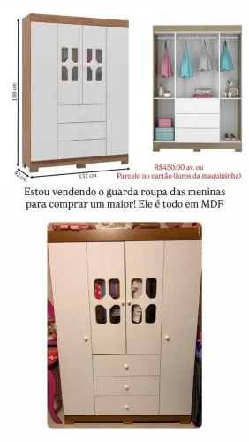 Jogo de quarto Infantil - Cômoda+ Guarda roupas