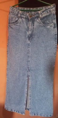 Saia jeans longa 