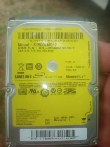 HD de note book de 500 gigas com windows 