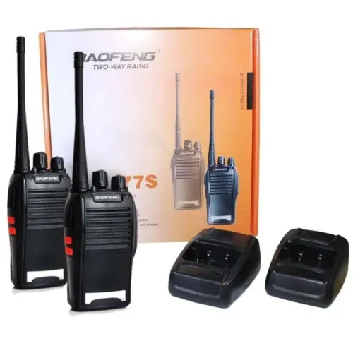 (Novo) Kit 2 Radio Comunicador Bf-777s Acompanha Bases Carregadoras Walk Talk