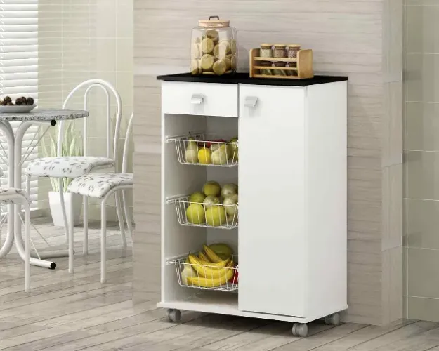 Promoção! Fruteira Natasha Branco Tampo Preto Até 12x - Frete Grátis