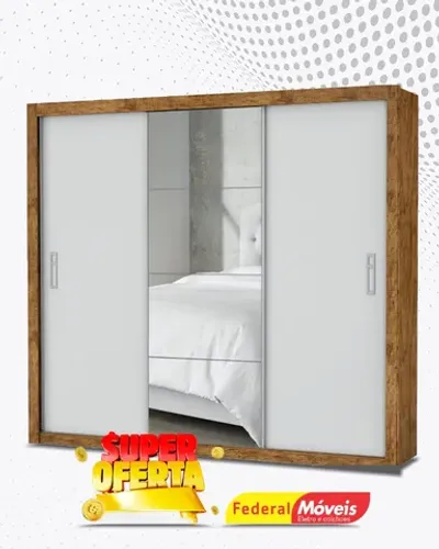 Guarda Roupa c/ Espelho 3 Portas 4 Gavetas Super Lindo Fazemos Entrega 