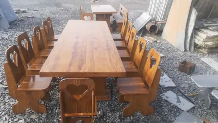 Mesa de Ardósia Pintada Estilo Madeira