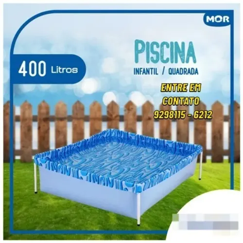 Piscina Infantil 400 Litros Armação Estrutura Quadrada Mor-Entregas 9h as 22h