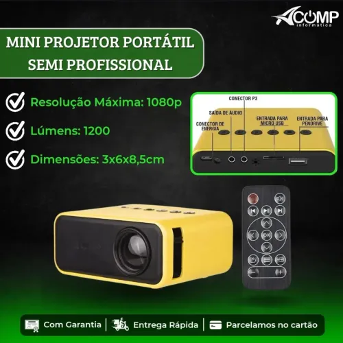 Projetor Portátil Semi Profissional 1080p 1200 Lúmens