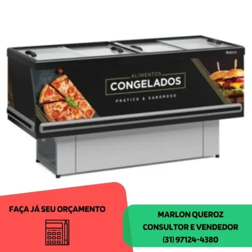 Ilha de Congelados Polar Dupla Ação Vidro Reto 2M 220V Nova