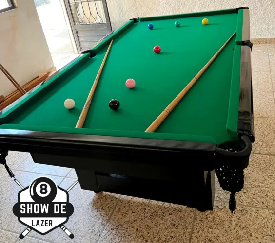 Sinuca Super Luxo Gourmet Preta Pano Verde 