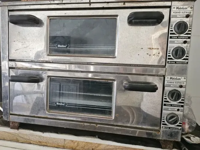 Forno de pizza eletrico industrial com fundo de pedra 2 andares metalnox 