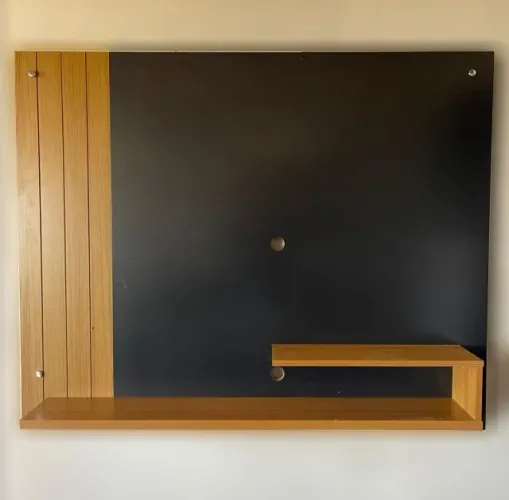 Painel Compacto Para Tv Até 50 Polegadas Detalhe Frisado Cinamomo/Off White-Entrega Rápida