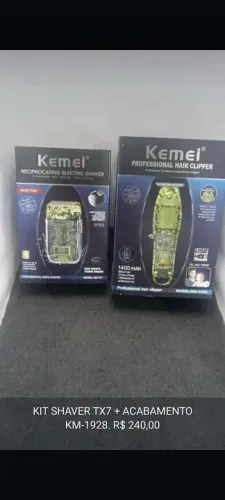 KIT MÁQUINA KEMEI KM-1928 + BARBEADOR SHAVER TX7. * NOVO *