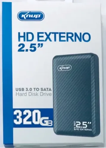 Hd Externo 320GB Knup KP-HD809 2.5" Sata Usb 3.0 5 Gbps Slim 