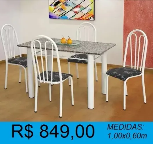 Mesa com 4 cadeiras granito - compre hoje e receba amanhã