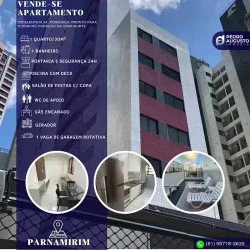 Studio: 30m², mobiliado, reformado, pronto para morar ou investir no coração do Parnamirim