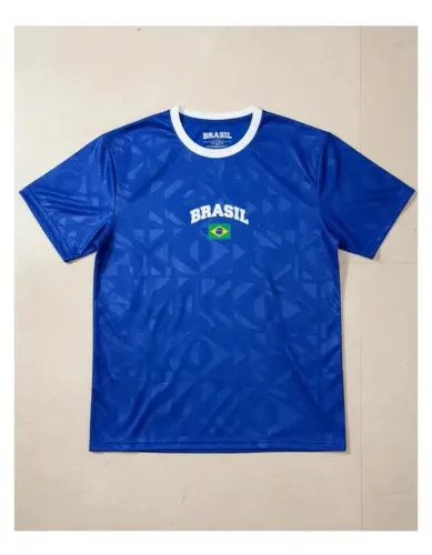 Camiseta Masculina do Brasil Estilosa Premium Amarela Azul