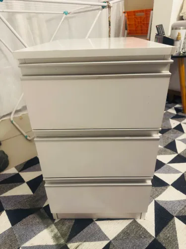 Gaveteiro em MDF Branco - 3 Gavetas com Corrediças Telescópicas