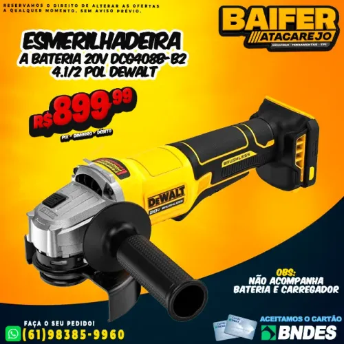 Esmerilhadeira a Bateria 20V DCG408B-B2 4.1/2 Pol Dewalt
