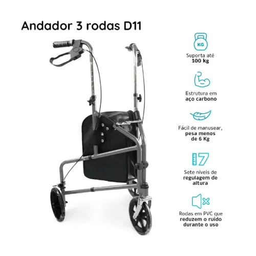Andador 3 rodas D11/Novo