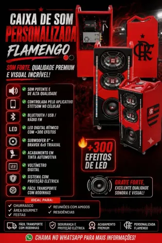 Vendo Caixa de Som Bluetooth Personalizada Flamengo