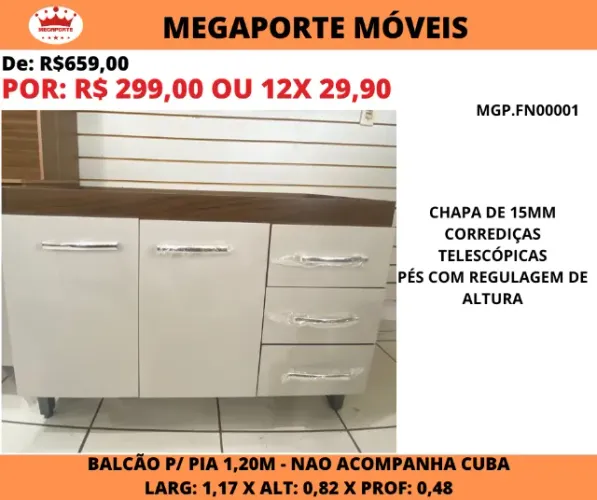 Balcão de Pia 1,20 FN