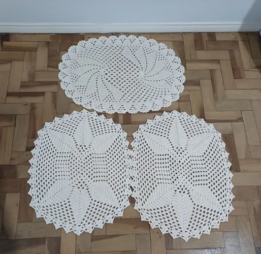 Tapete crochê 3 peças 70x55 e 80x55 novos