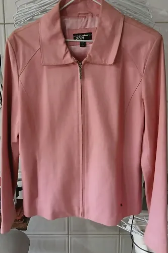 Jaqueta Feminina em Couro Rosa Tam G Frete Gratis