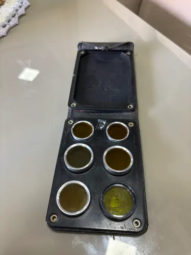Estojo vintage para filtros fotográficos de lentes