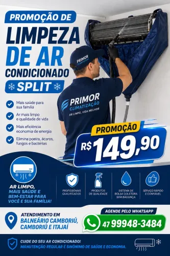 Promoção de Limpeza profissional de ar-condicionado Split de 9 a 18.000 btus