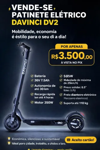 ? Patinete Elétrico Davinci DV2 - Até 30km de Autonomia ?