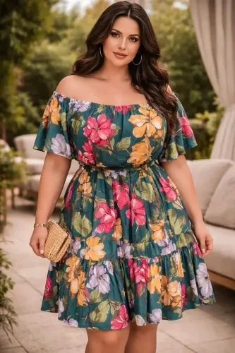 Vestido Florido Moda Plus Size 