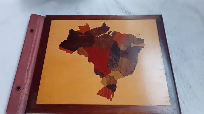 Capa álbum marchetaria madeira jacarandá antigo