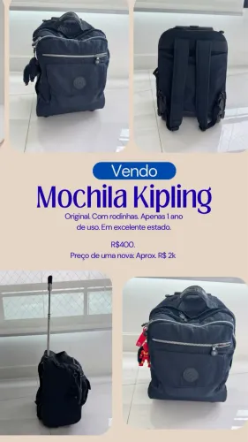 Vendo Mochila Kipling com rodinhas