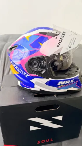 CAPACETE NORISK FF302 SOUL BRANCO AZUL TAM 62