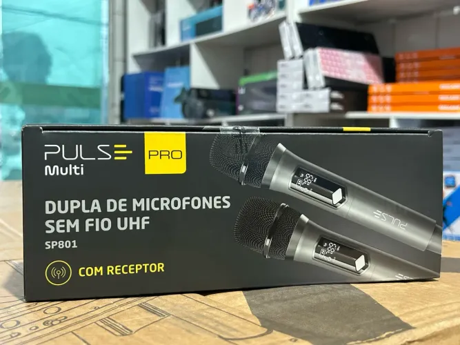 Dupla Microfone Sem Fio P10 Receptor Wireless 10M de alcance Pulse Pro