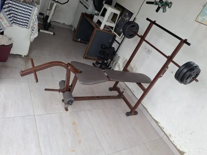 Estaçao de Musculaçao Halteres Anilhas e Suporte