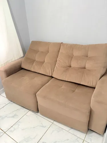 Sofá Retrátil cama marrom novíssimo Somente Retirada 